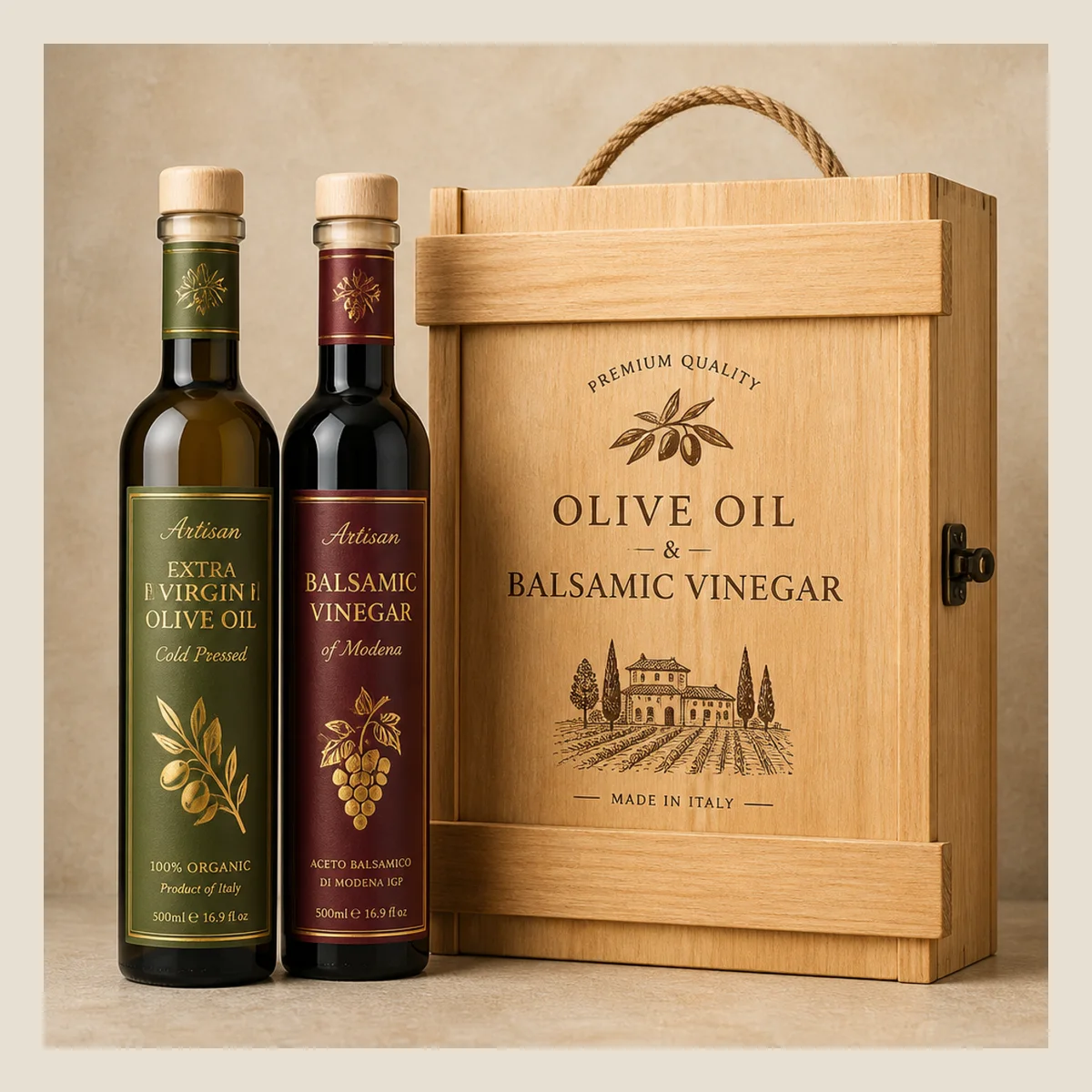Olive oil vinegar gift crate