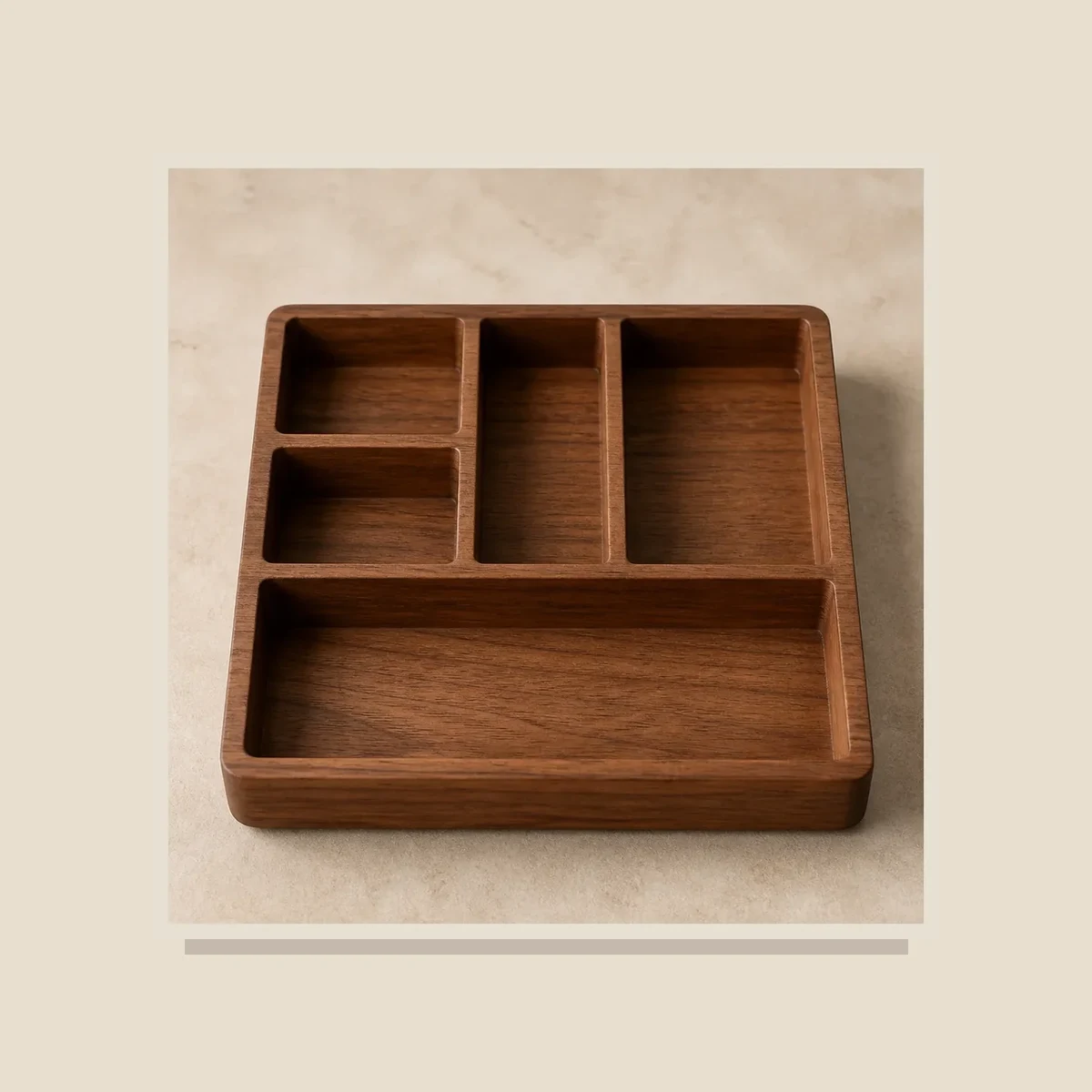 Wood desk organiser tray