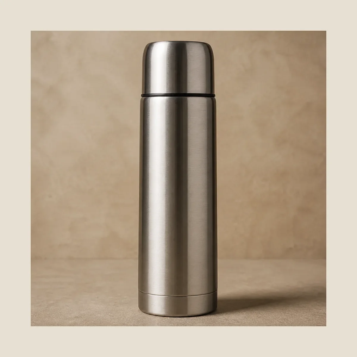 Brushed steel vacuum flask