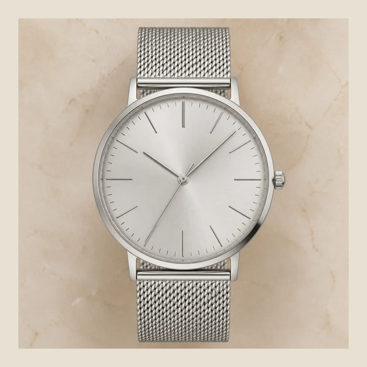 Slim silver dress watch