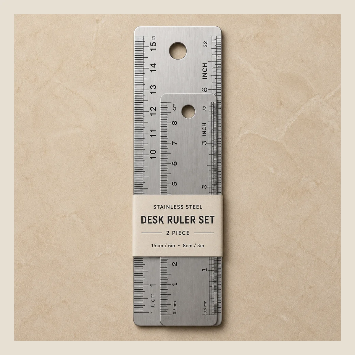 Stainless steel ruler set