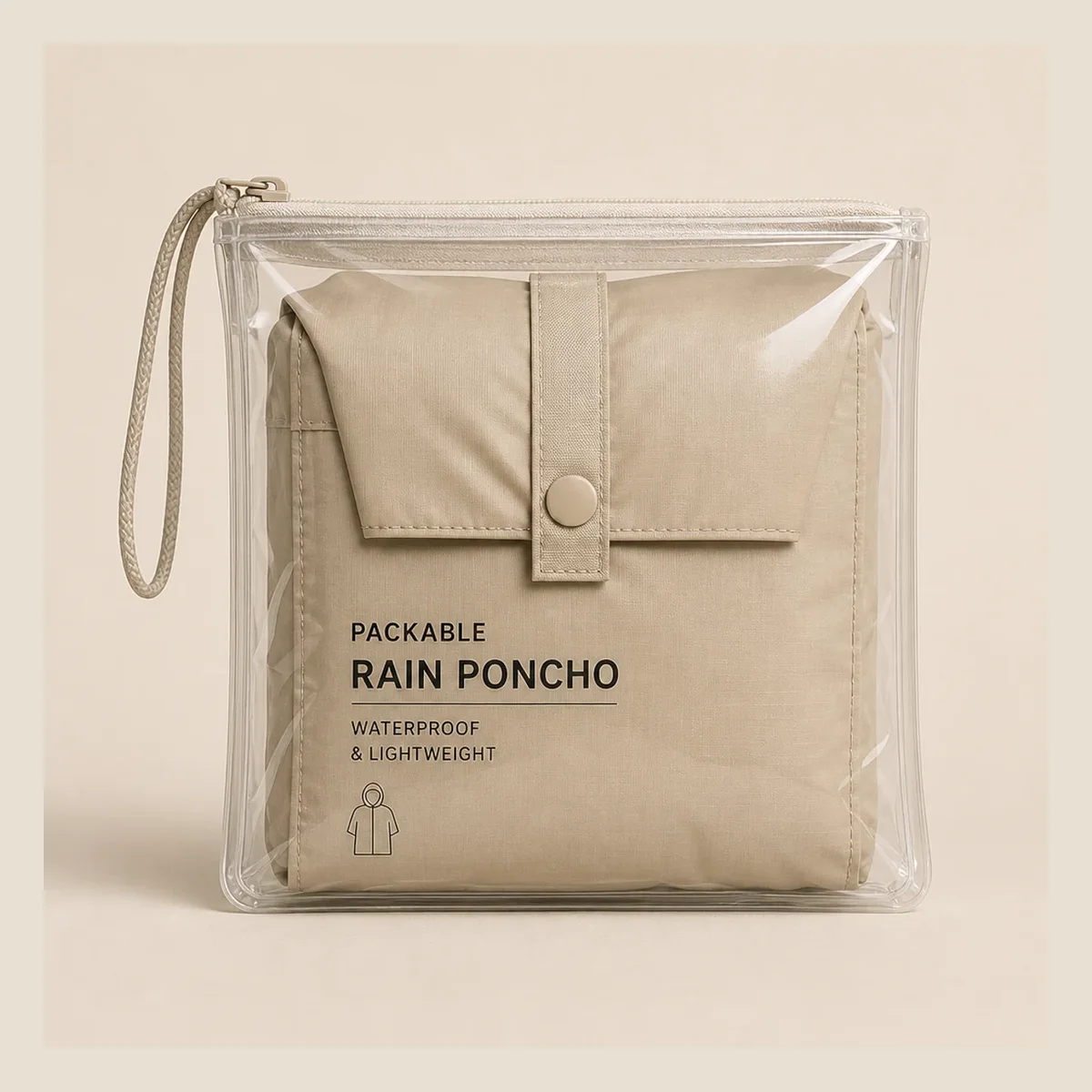 Packable rain poncho