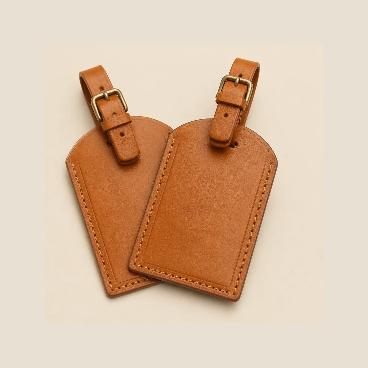 Leather luggage tag set
