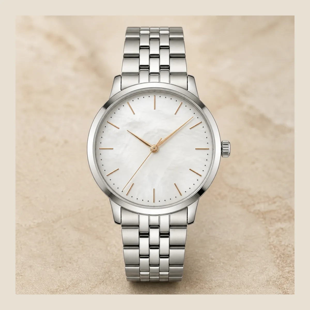 Pearl dial dress watch