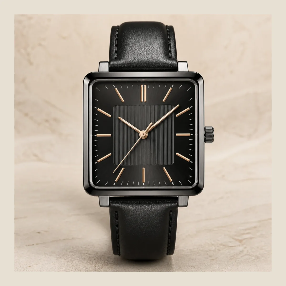 Square case modern watch
