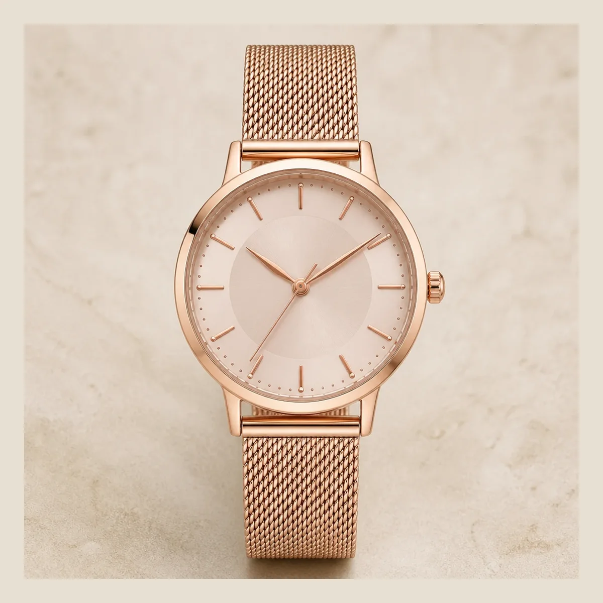 Rose gold ladies watch