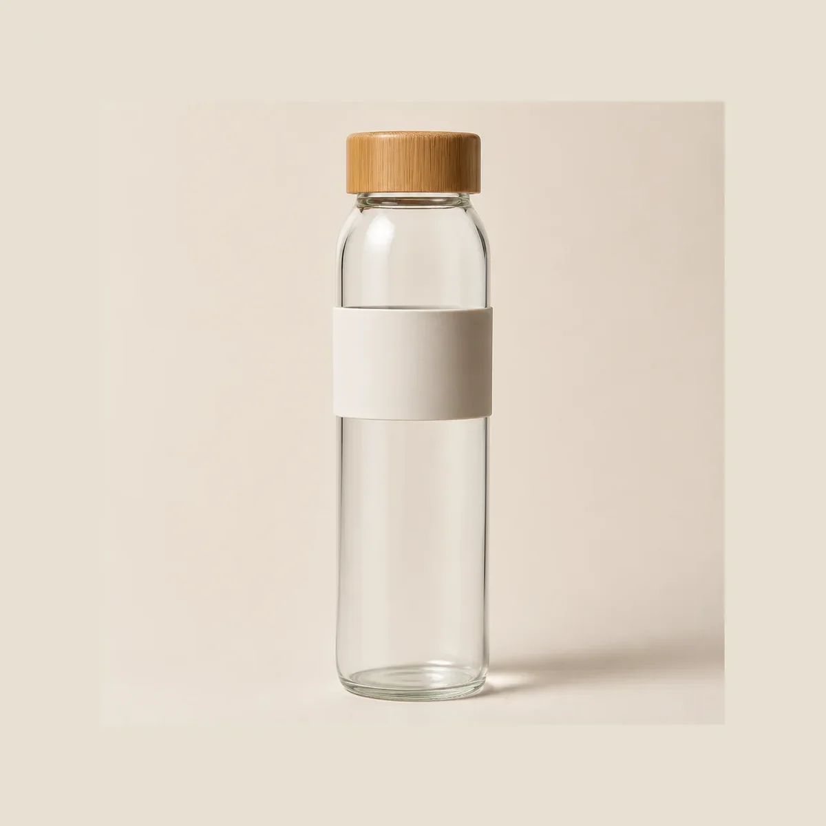 Bamboo-lid glass bottle