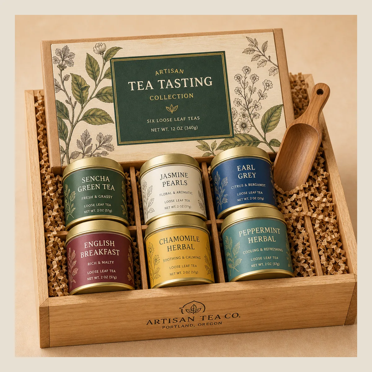 Tea tasting gift crate