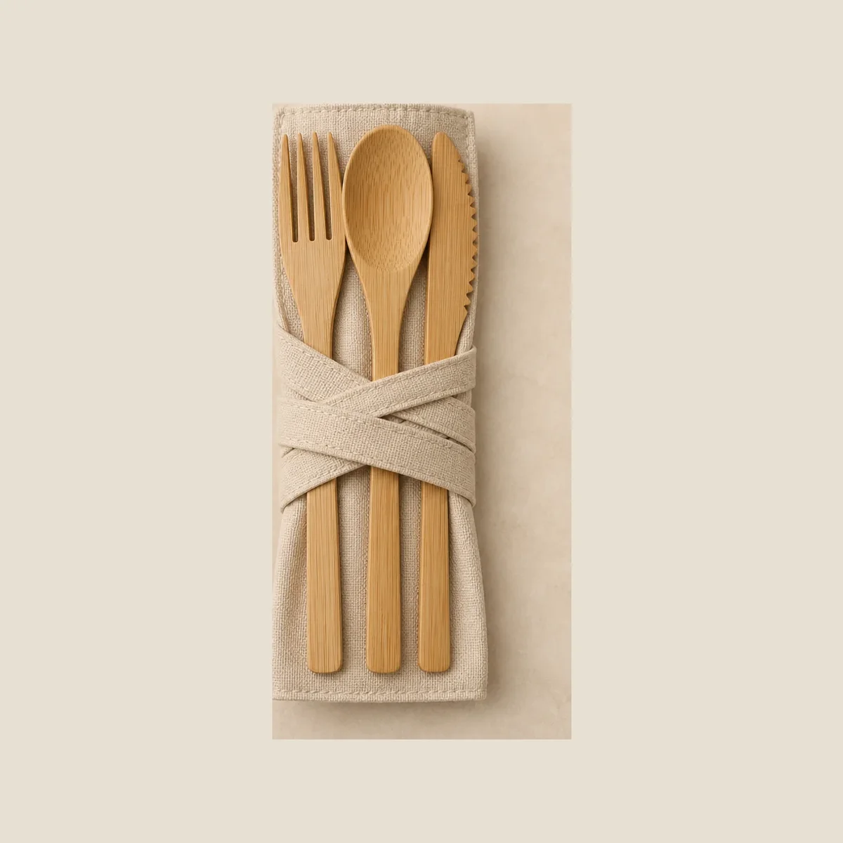 Bamboo travel cutlery set