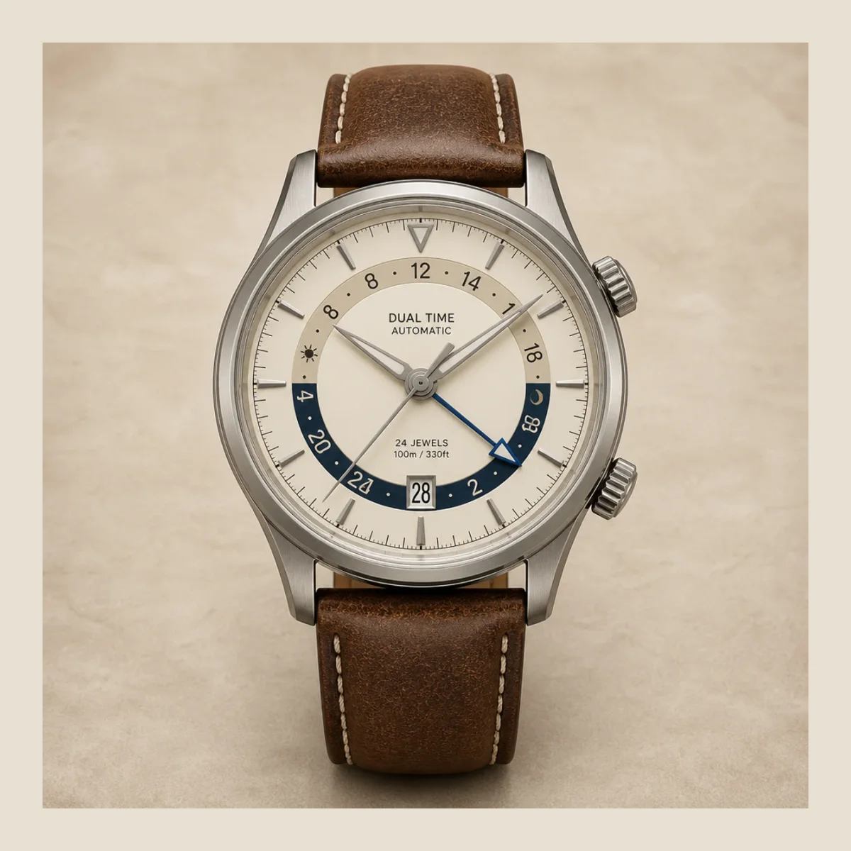 Dual-time travel watch