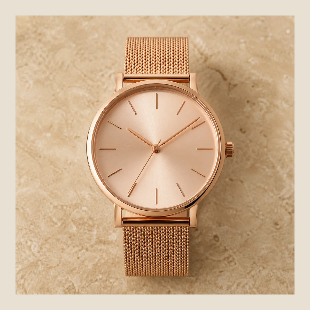 Rose gold minimal analog watch