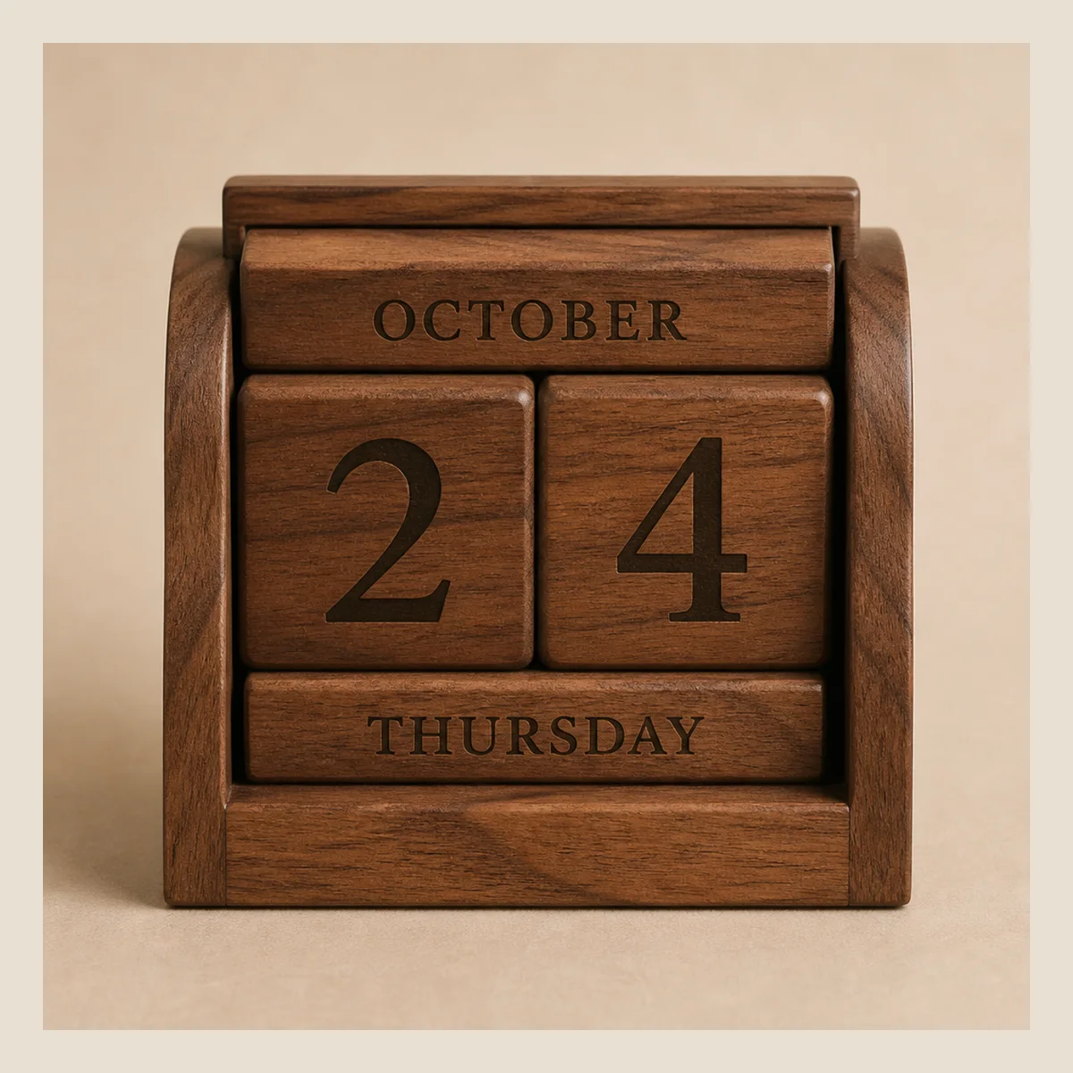 Wood desk calendar stand